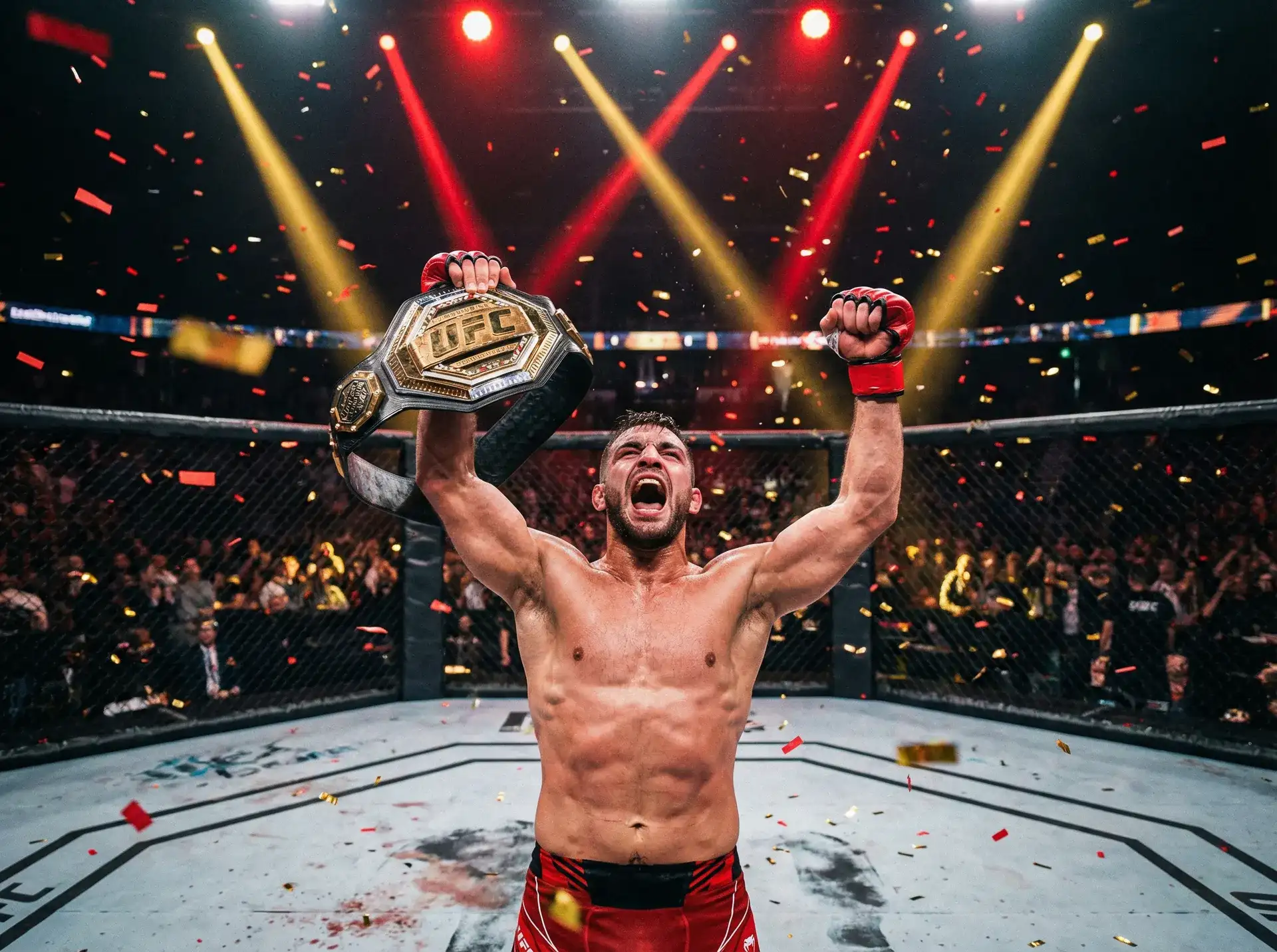 91官网 重量级冠军战神阿瑞斯举起金腰带